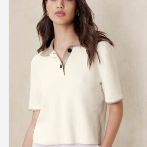 Banana Republic Ribbed Contrast-Collar Pullover Sweater Size Medium